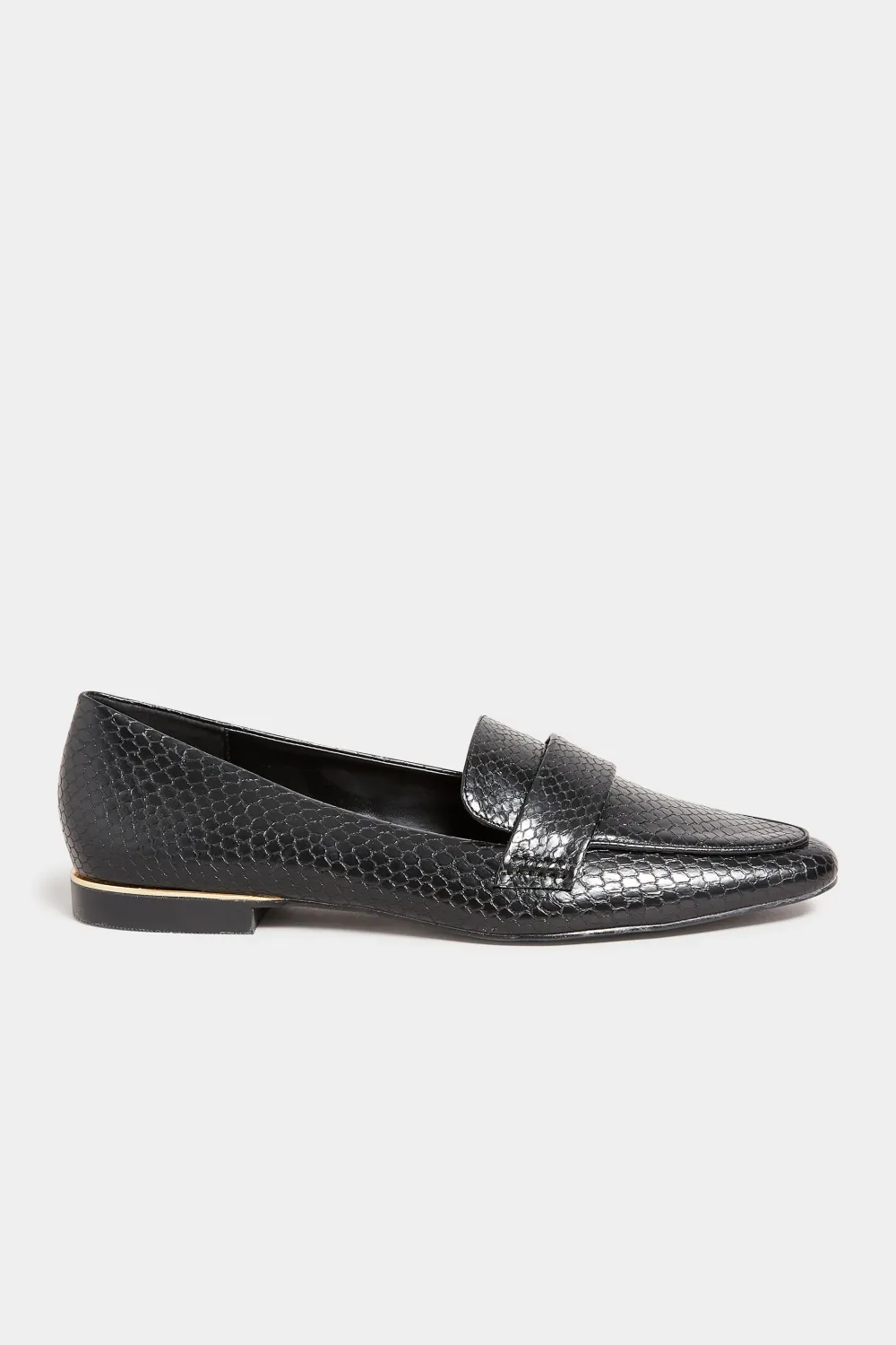 LTS Black Metal Trim Loafers In Standard Fit