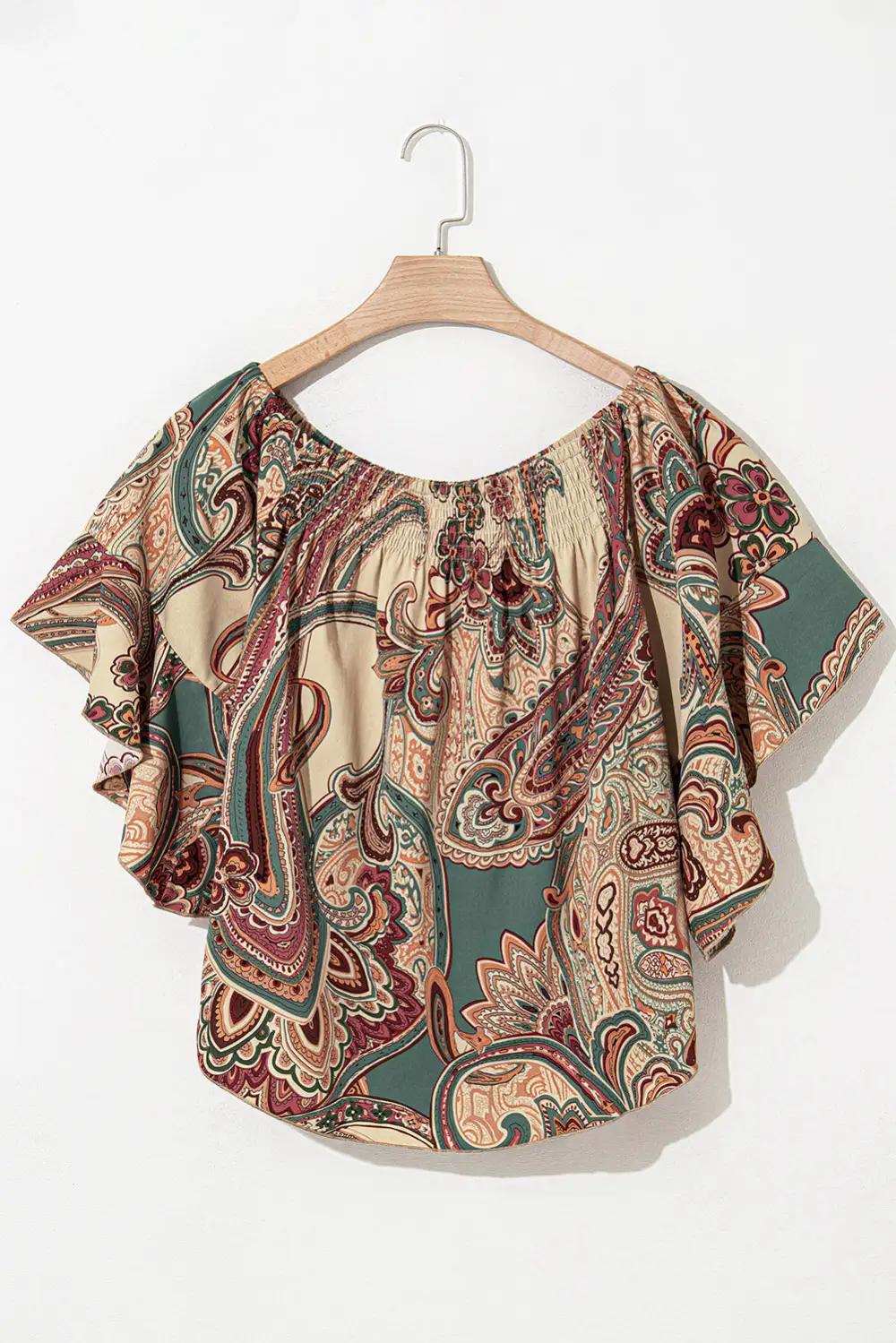 Paisley Ruffled Smocked Blouse