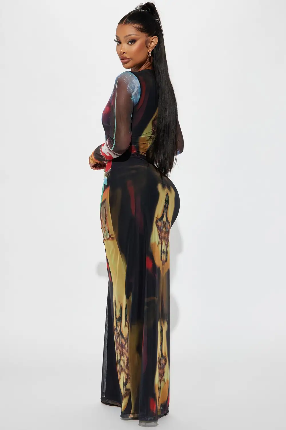 Body On Me Mesh Maxi Dress - Red/combo
