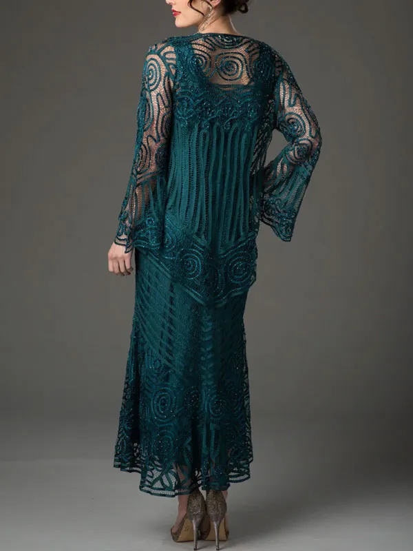 Heart Neck Elegant Ladies Evening Dress Suit