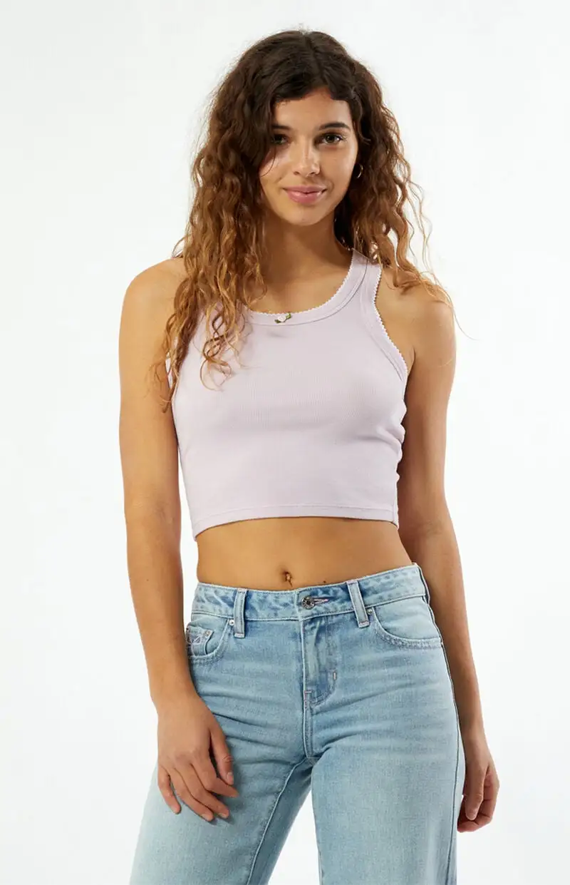 LA Hearts Verona Scalloped Stitch Tank Top