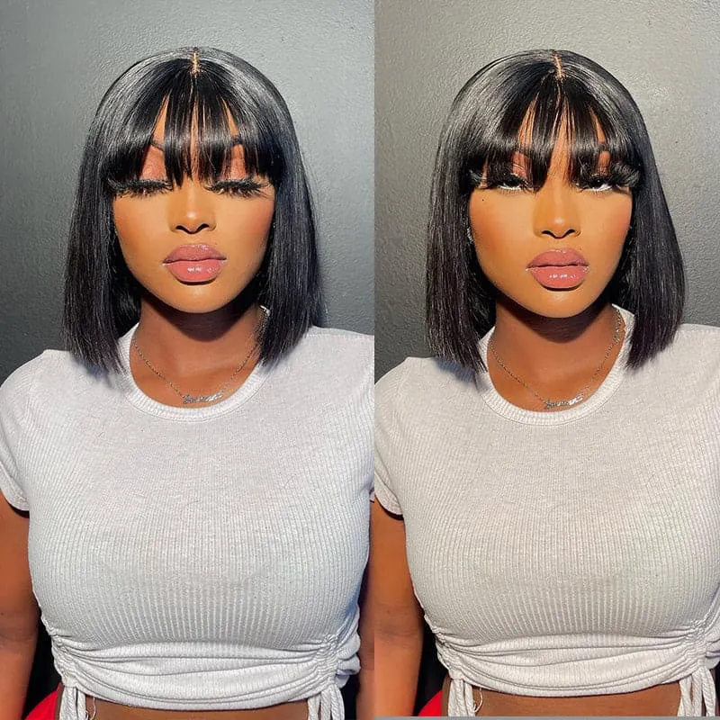 Sterly Bob Wigs No Sew in Beginner Friendly Straight Bob Wigs With Bang