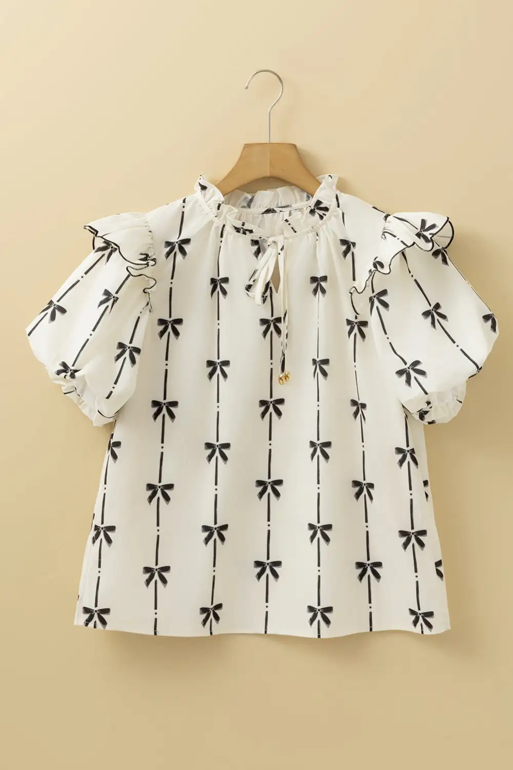 Everyday Striped Ruffled Bow Detail Blouse