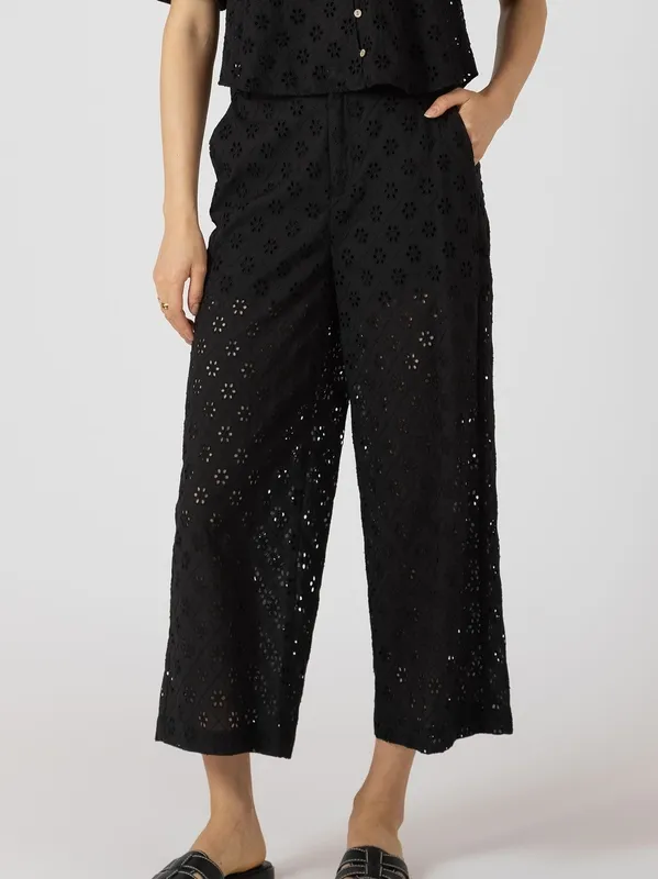 Embroidered Blouse And Cropped Pant Set