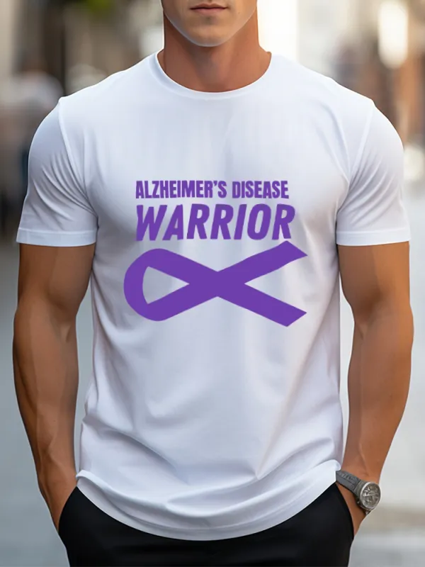 Men'S Round-Neck Short-Sleeved T-Shirt Alzheimer'S Disease Warrior Prints