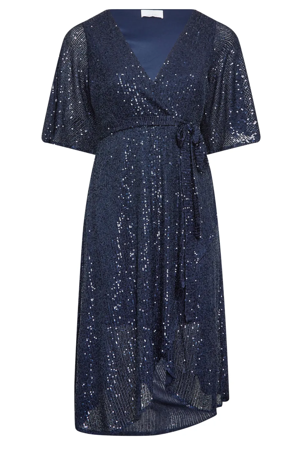 YOURS LONDON Curve Navy Blue Sequin Wrap Dress