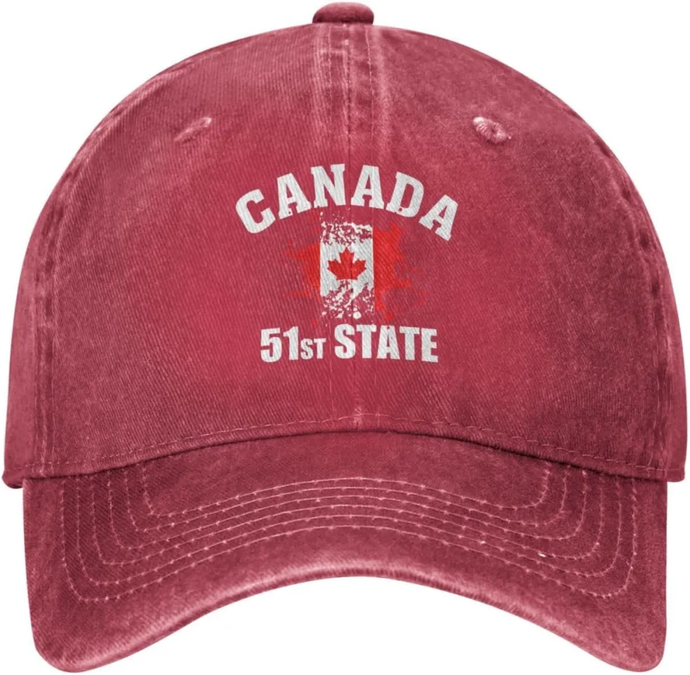 Make Canada 51st State Hat Washed Denim Unisex Fashion Trucker Baseball Cap