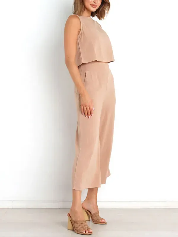 simple and comfortable sleeveless women's two-piece sets