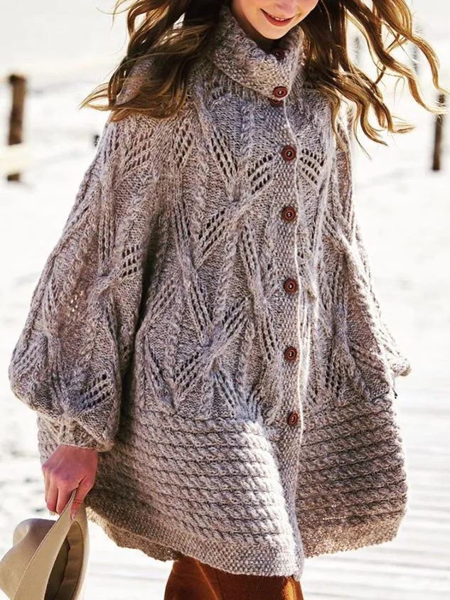 Sweater plus size Vintage Cotton Knitted Sweater coat
