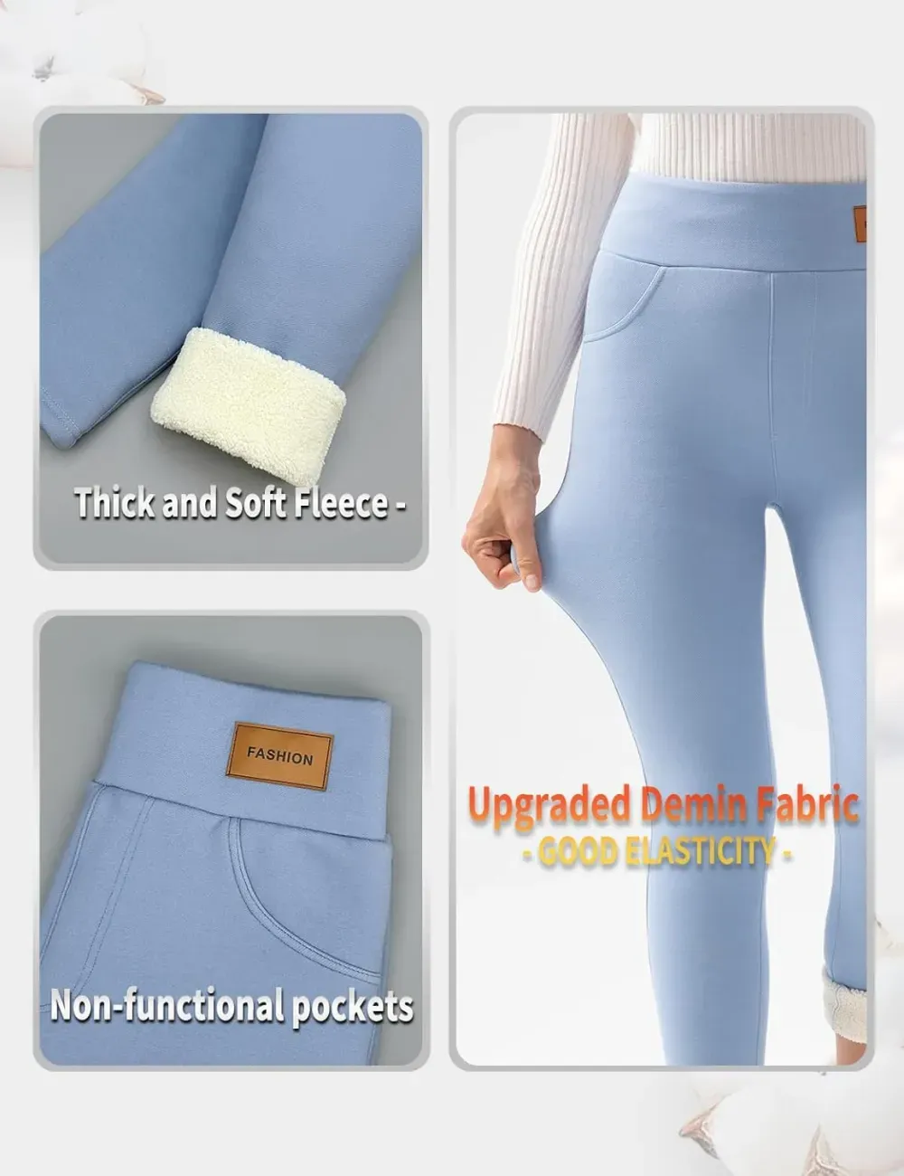 Women Winter Warm Thick Leggings Fleece Lined Stretchy Soft Thermal Sherpa Pants High Waist Tights