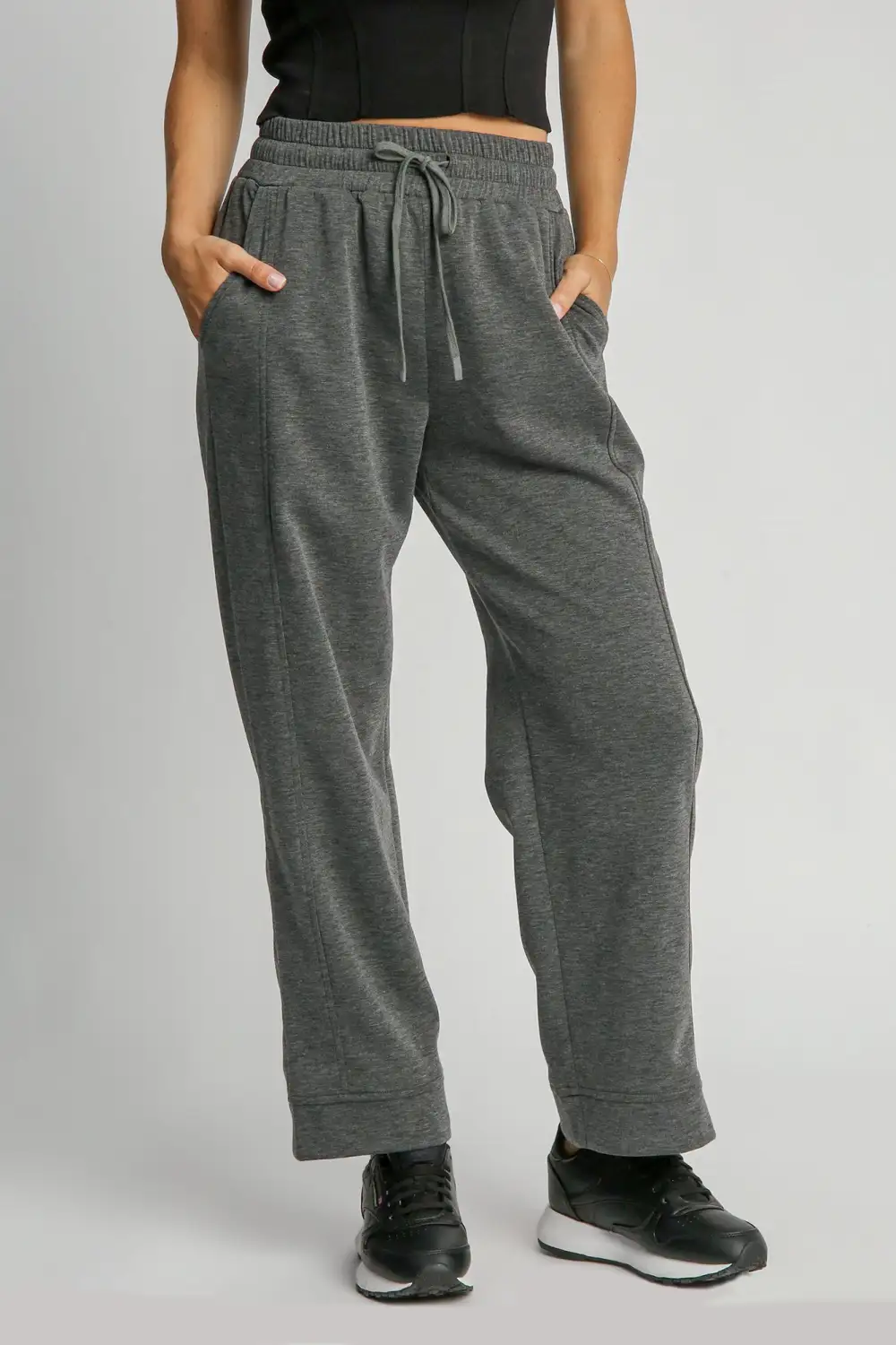 Full Size Drawstring Wide Leg Pants With Pocket