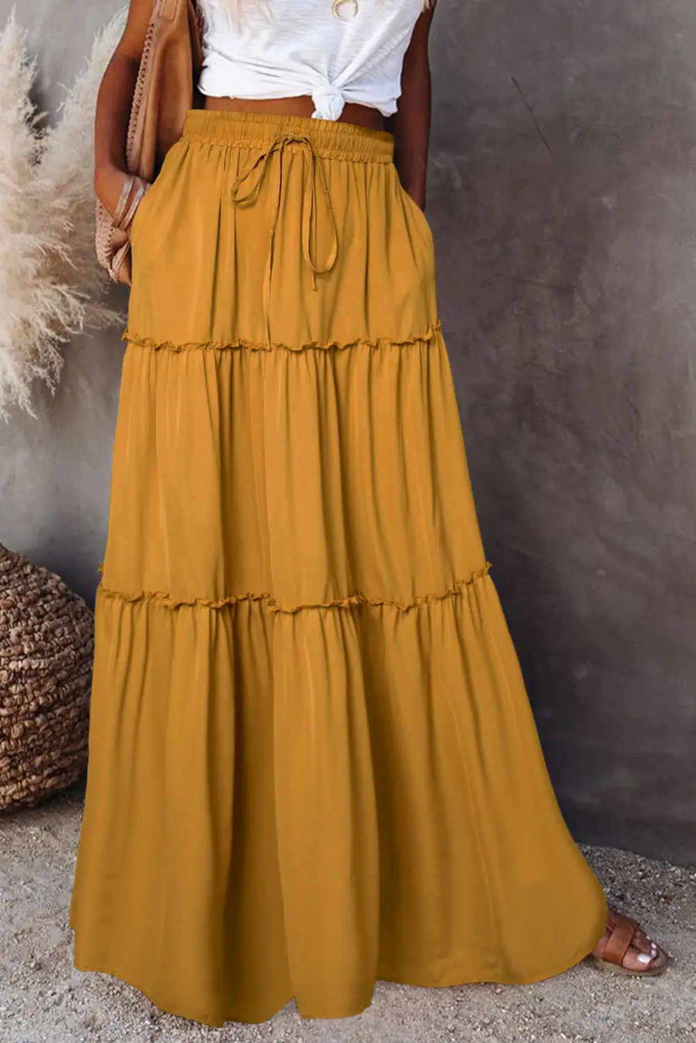 Maxi High Waist Tiered Skirt