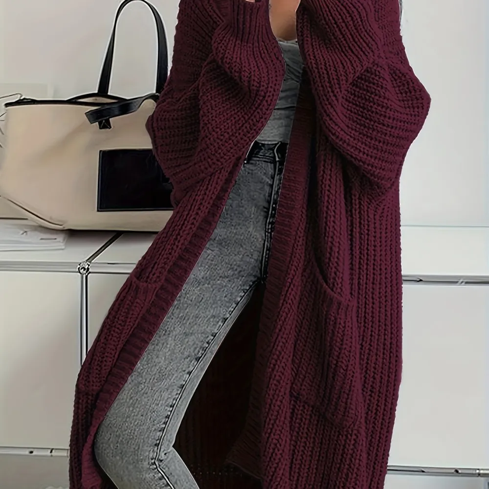 Open Front Cardigan Casual Long Sleeve Drop