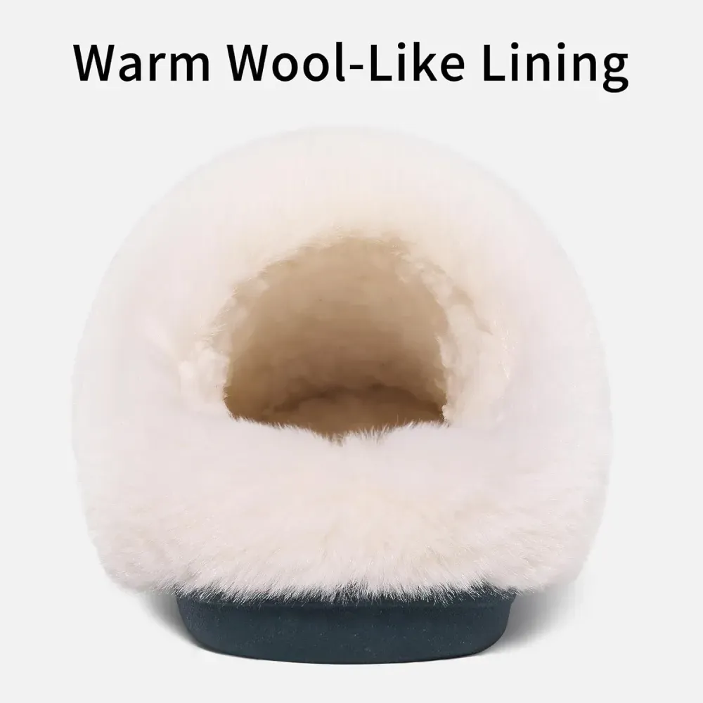 Warm Knit House Slippers for Women Comfy Wool-Like Lined Chenille Slippers with Memory Foam and Indoor Outdoor Soles