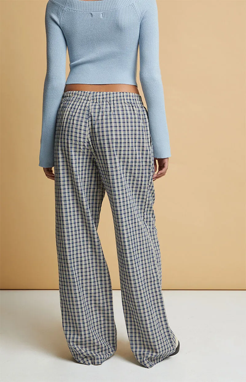 Beverly and Beck Blue Plaid Boxer Pajama Pants