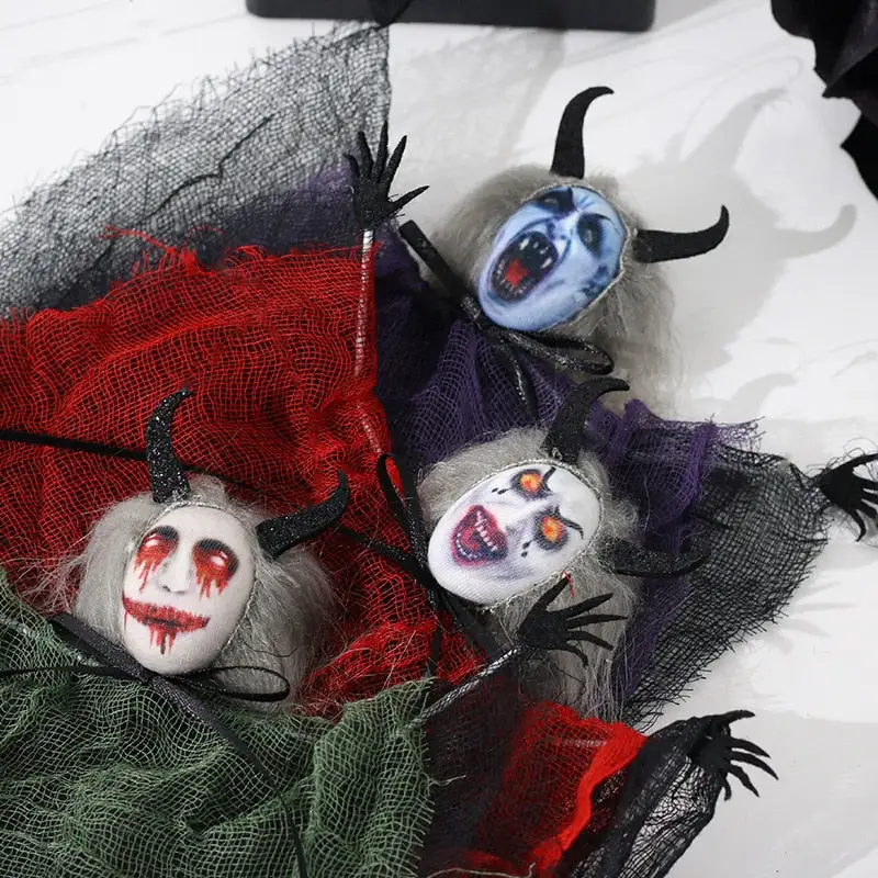 2023 Halloween Horror Mask Ghost Pendants Fright Demon Devil Doll Pendants Ghost Festival Happy Halloween Party Decor For Home