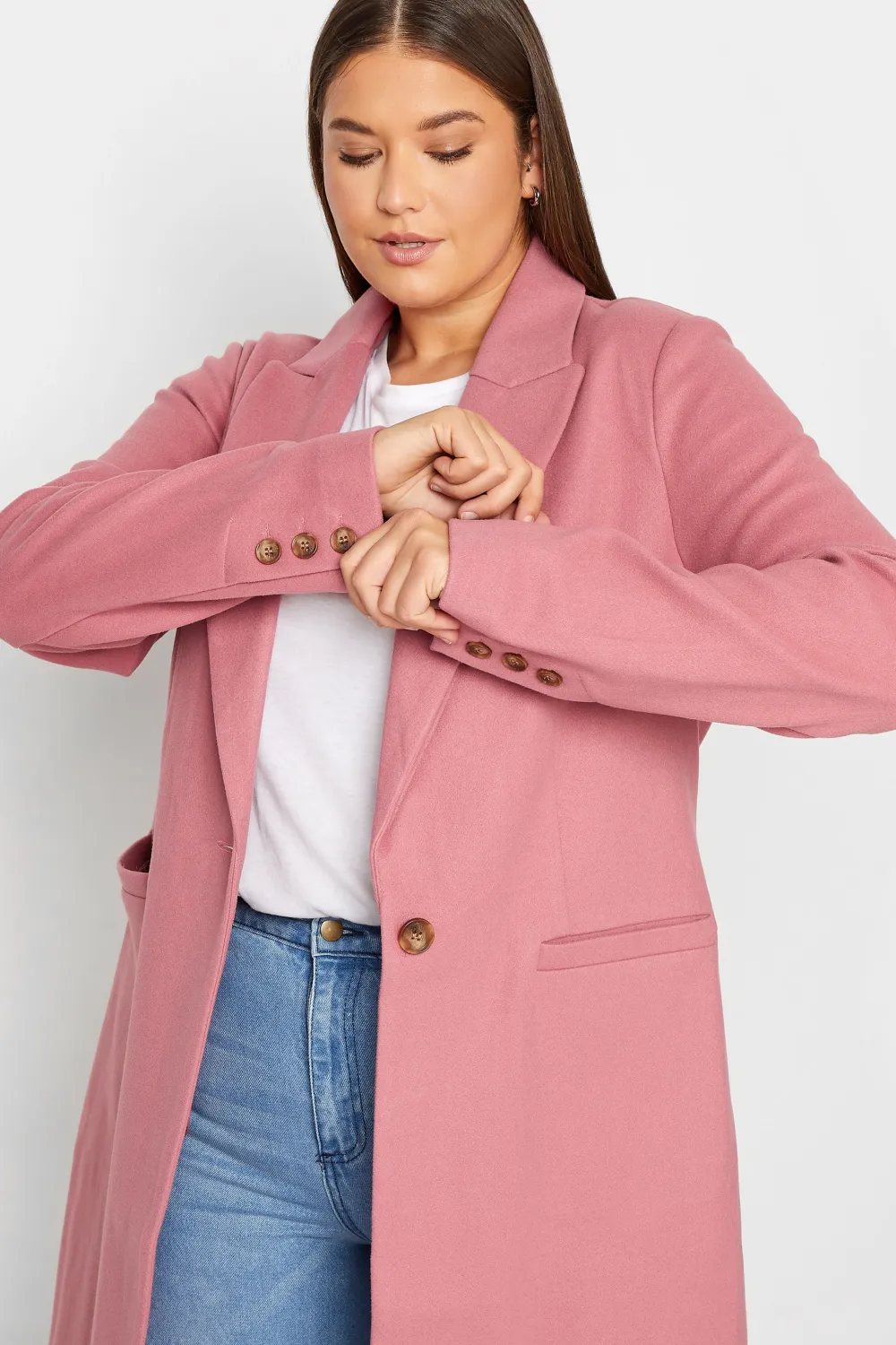LTS Tall Blush Pink Midi Formal Coat