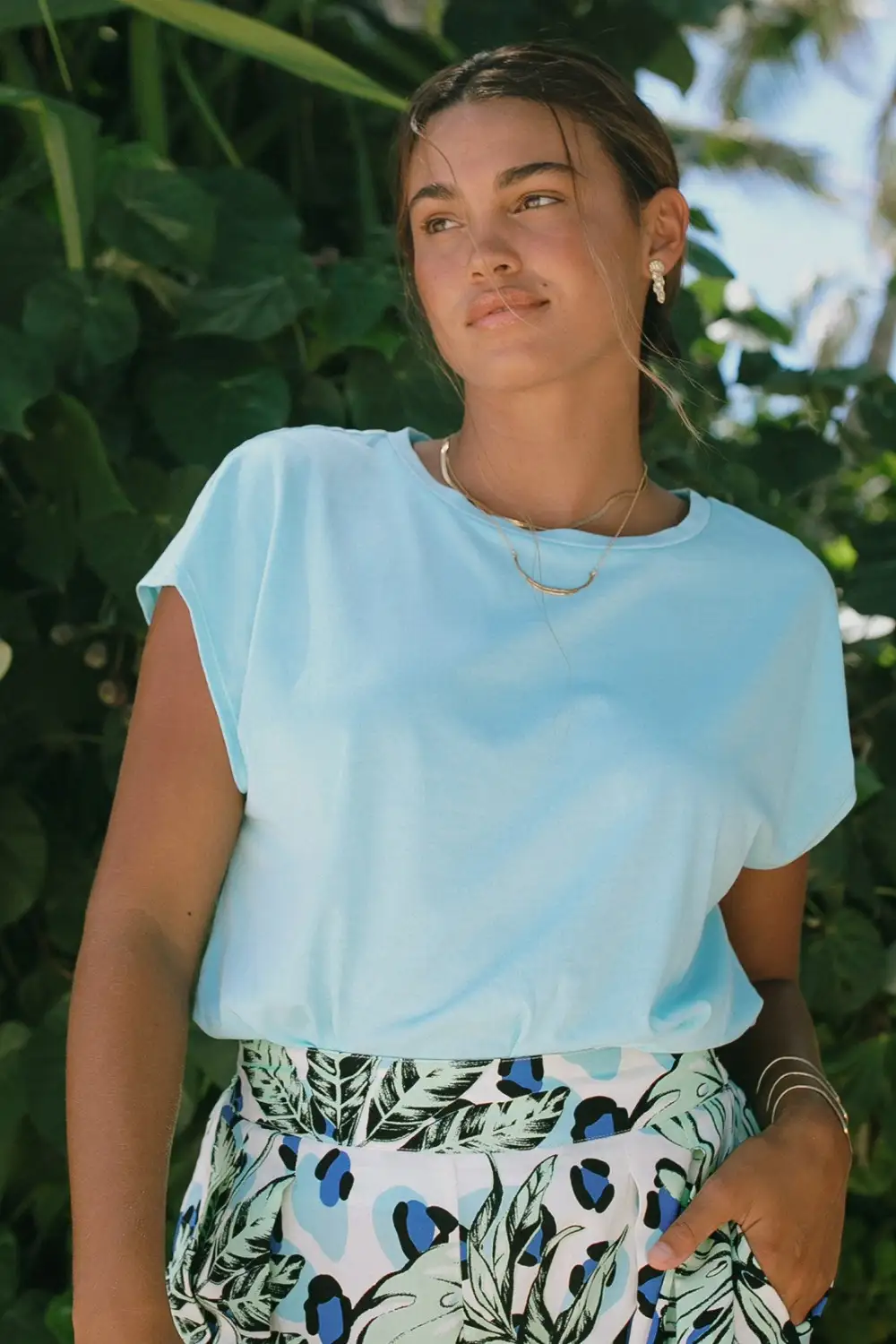 Blue Elixir Cap-Sleeve Crewneck Top-Blueelixir