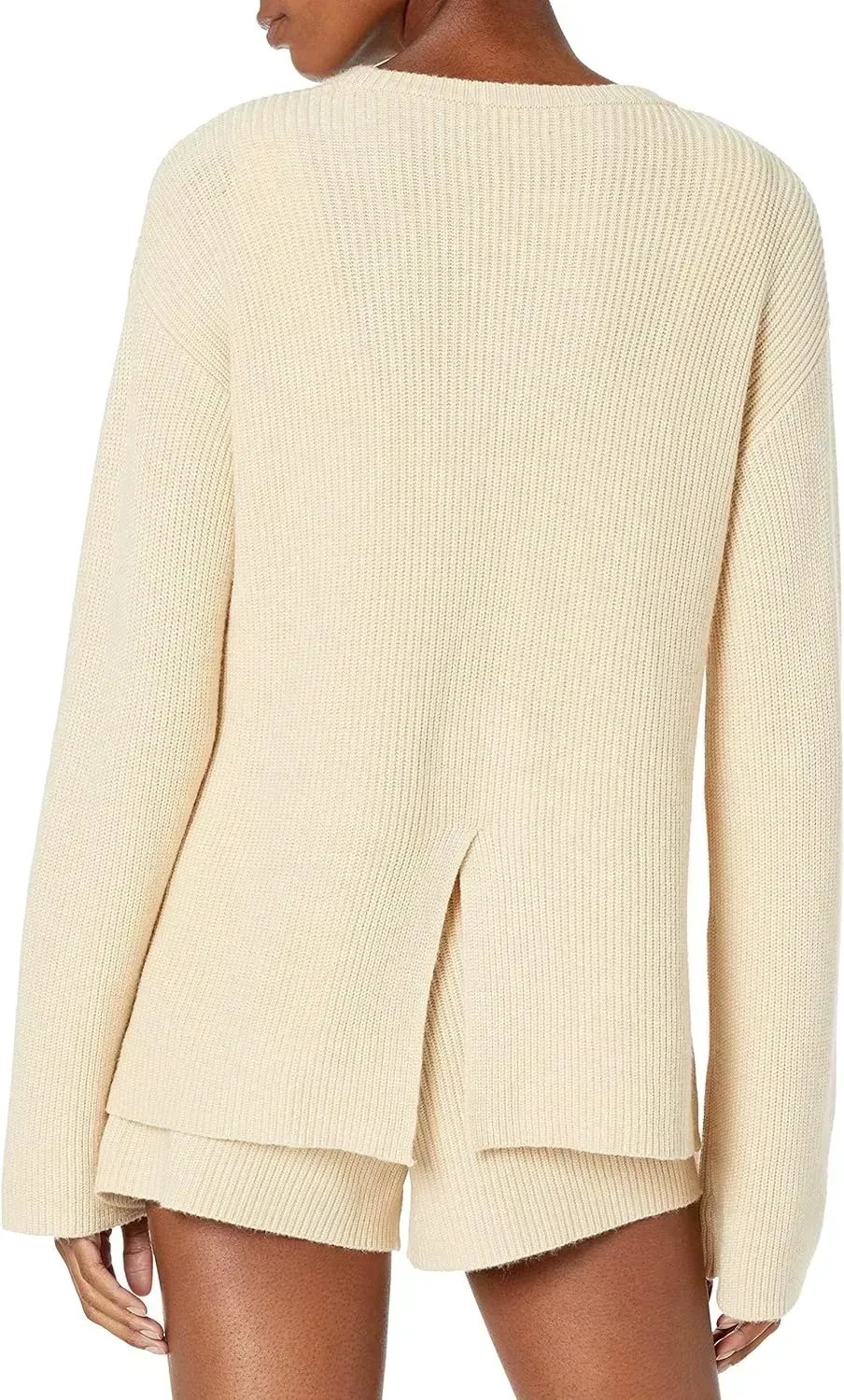 Women's Alice Crewneck Back-Slit Ribbed Pullover Sweater