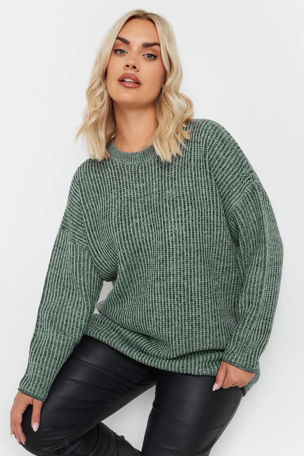 YOURS Curve Grey Drop Shoulder Knitted Jumper