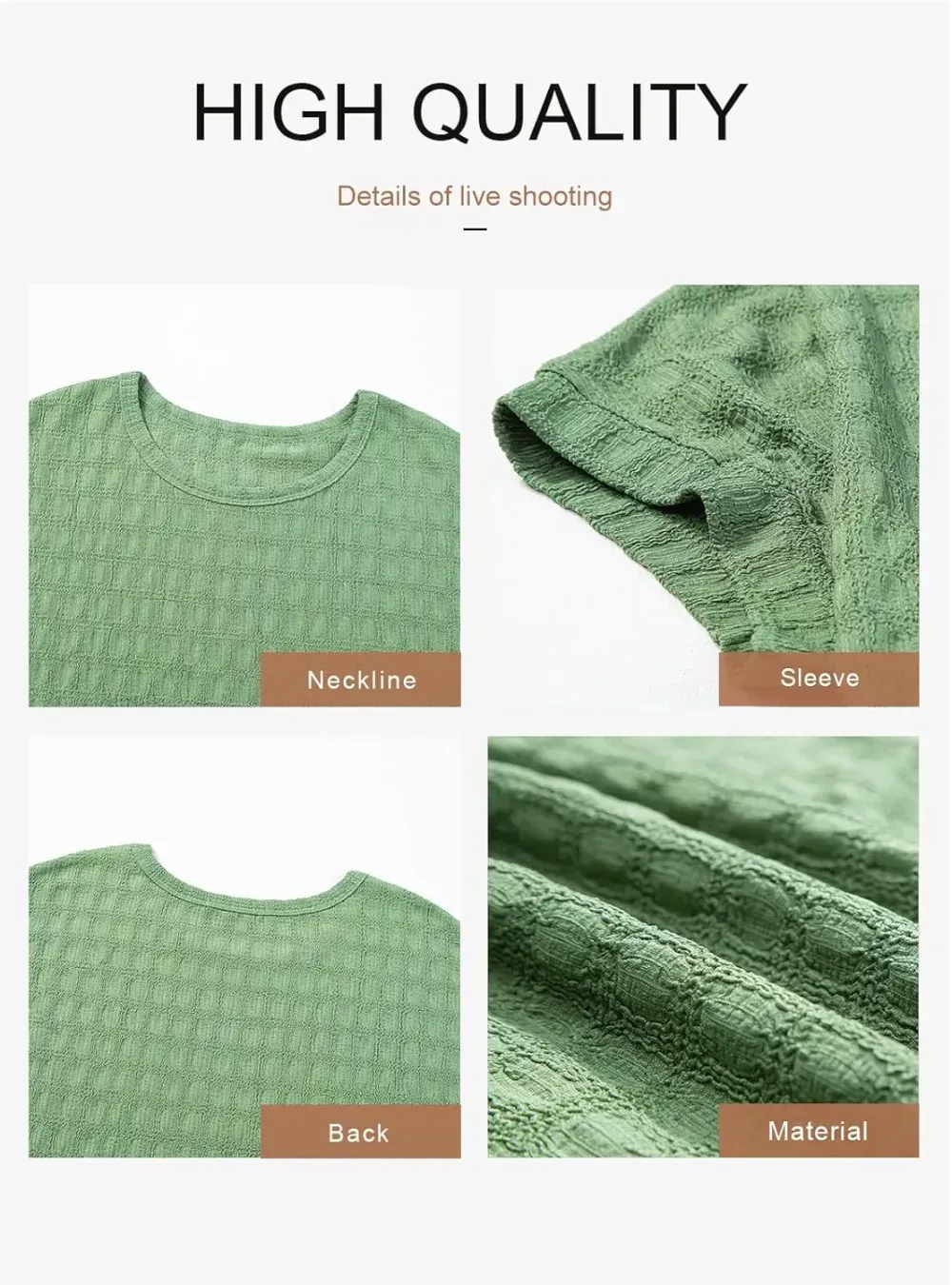 Dokotoo Tops for Women Trendy Summer Casual Cap Short Sleeve Basic Textured Solid Color Round Neck T Shirts Blouse