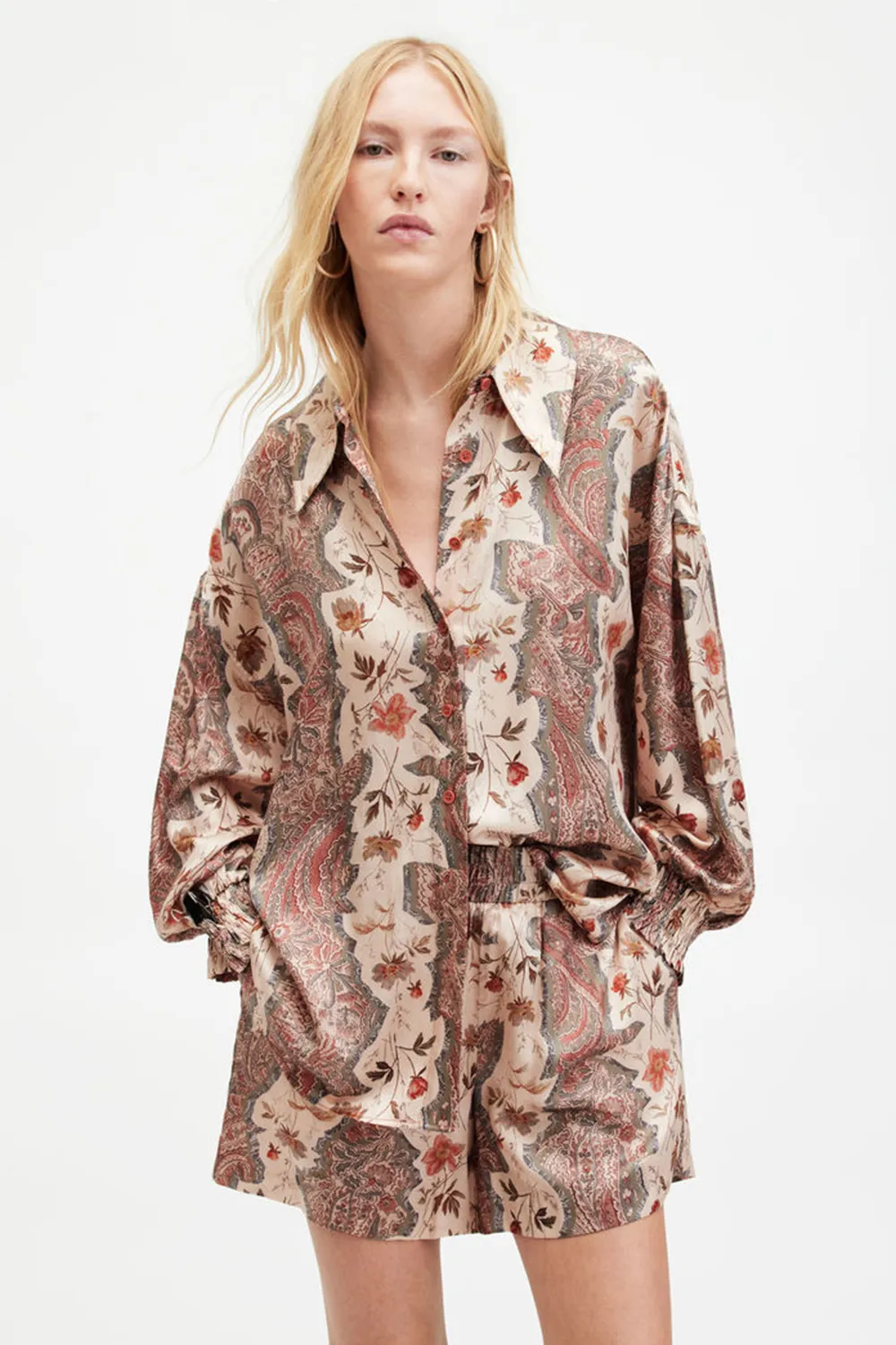 printed shirt shorts set