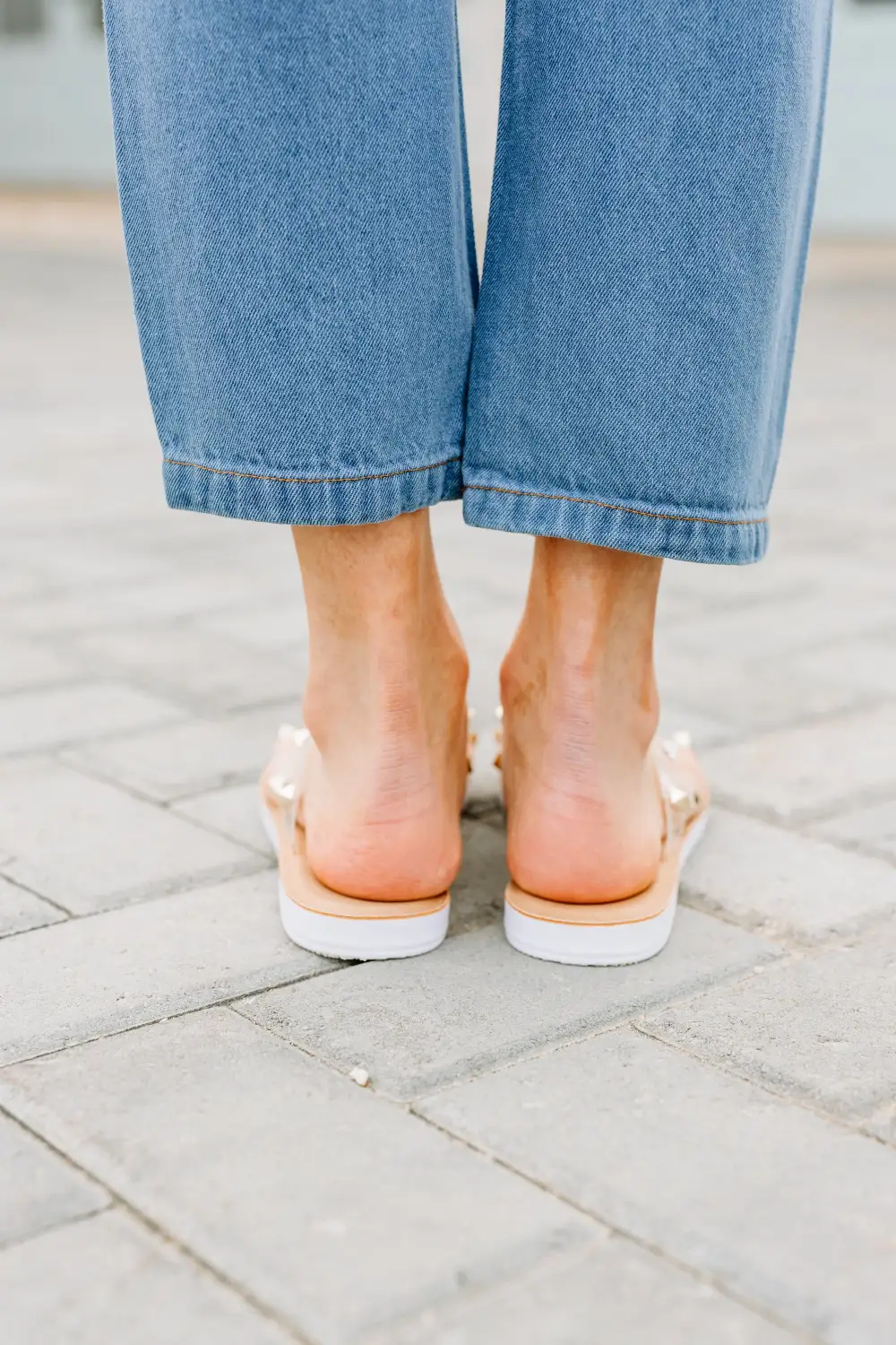 On The Lookout Clear Studded Slide Sandals