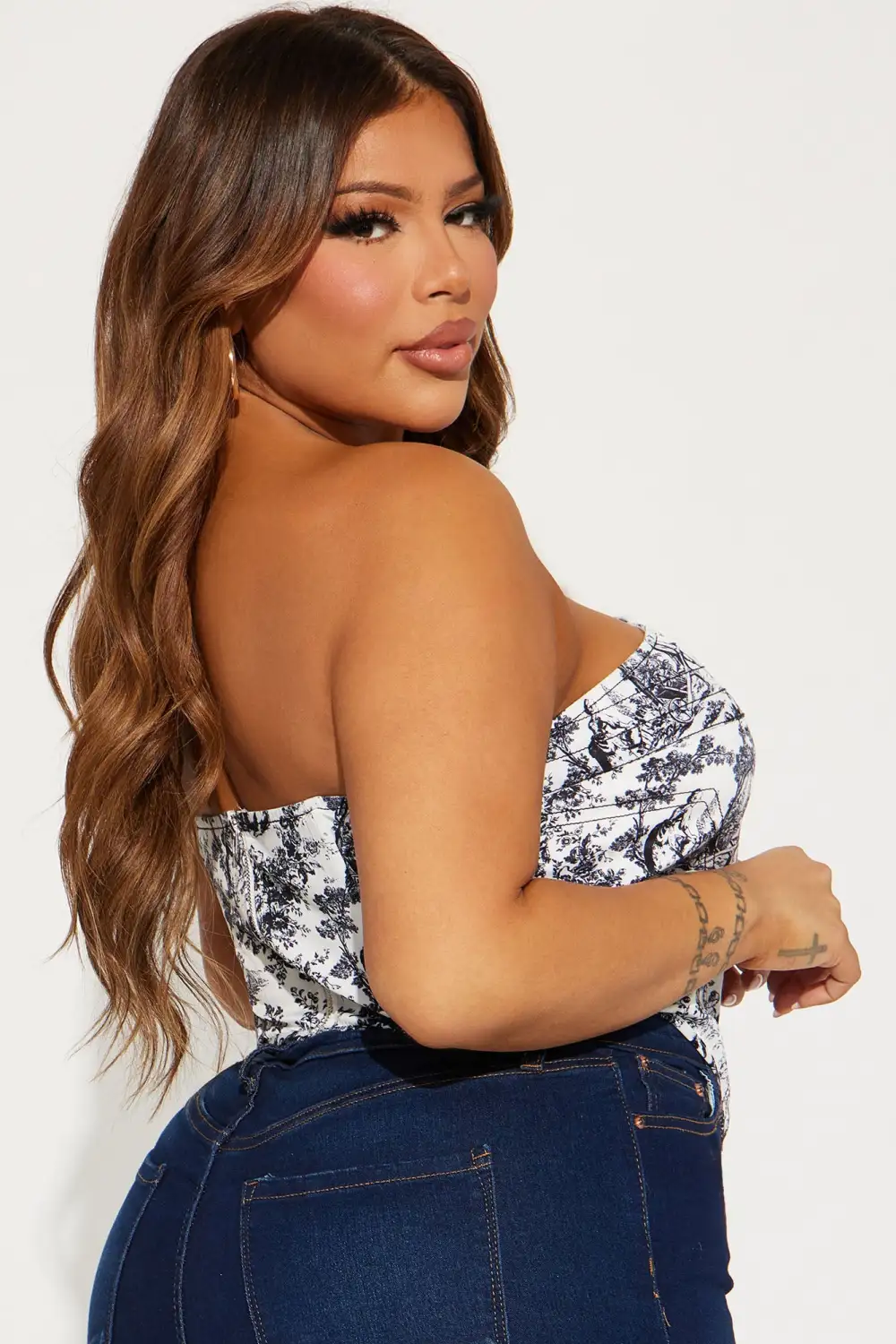 In Your Head Satin Corset Top - White/Black