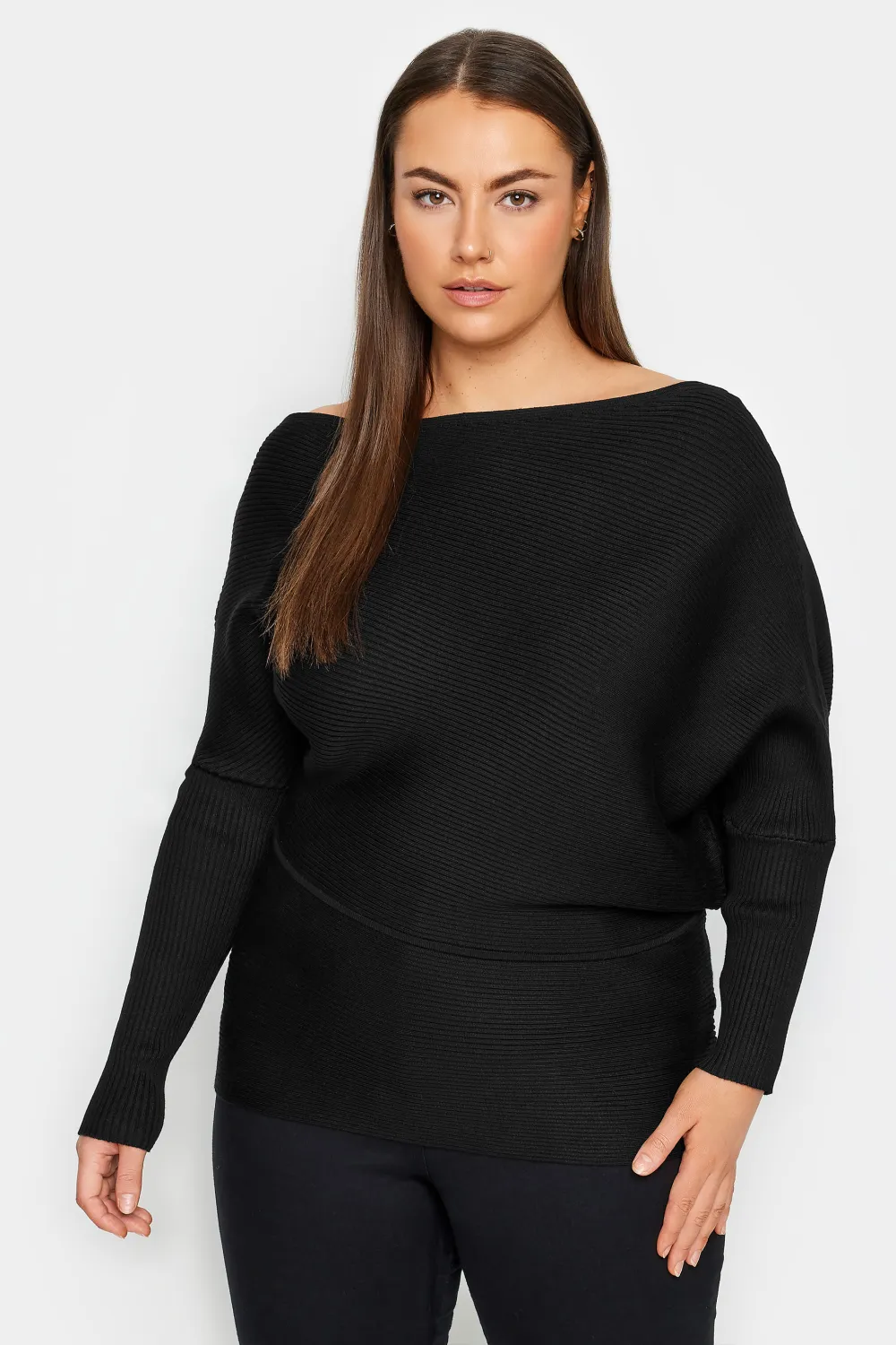 Evans Black Fitted Rib Jumper