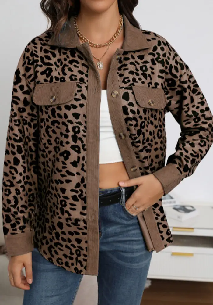 Fashion Print Printing Turndown Collar Tops