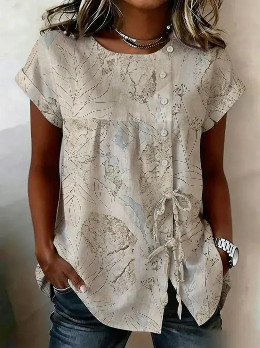 Women's Nashville Botanical Floral Printed Button-Up Top