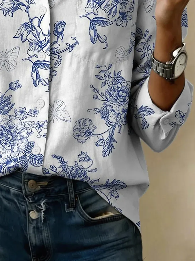 Women's Casual Spring Garden Cotton Linen Shirt