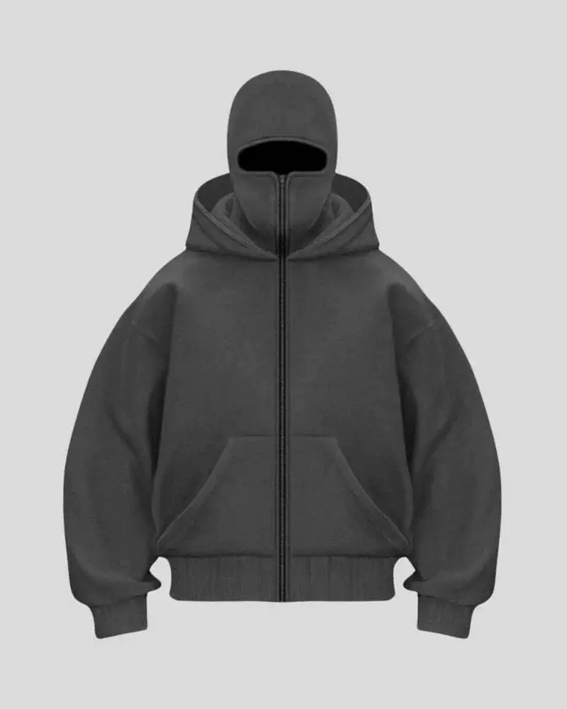 Unisex Hoodie with Built-In Eye Mask, Double Hooded Hoodie, Full Zip Hooded Sweatshirt for Cold Weather