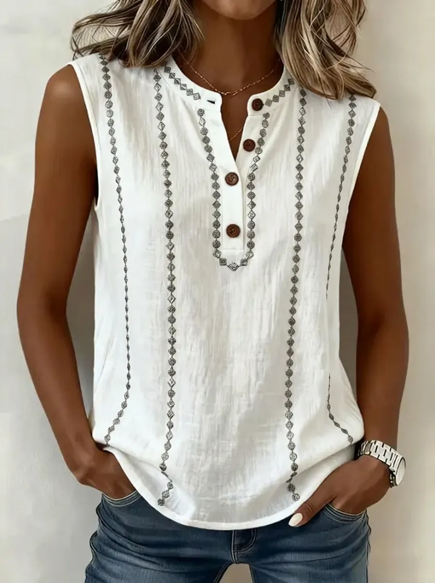 Women's Nashville Western Geometric Striped Printed Sleeveless Tank Top