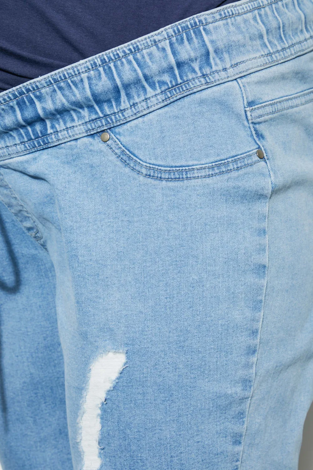 BUMP IT UP MATERNITY Curve Blue Ripped Stretch Jogger Jeans