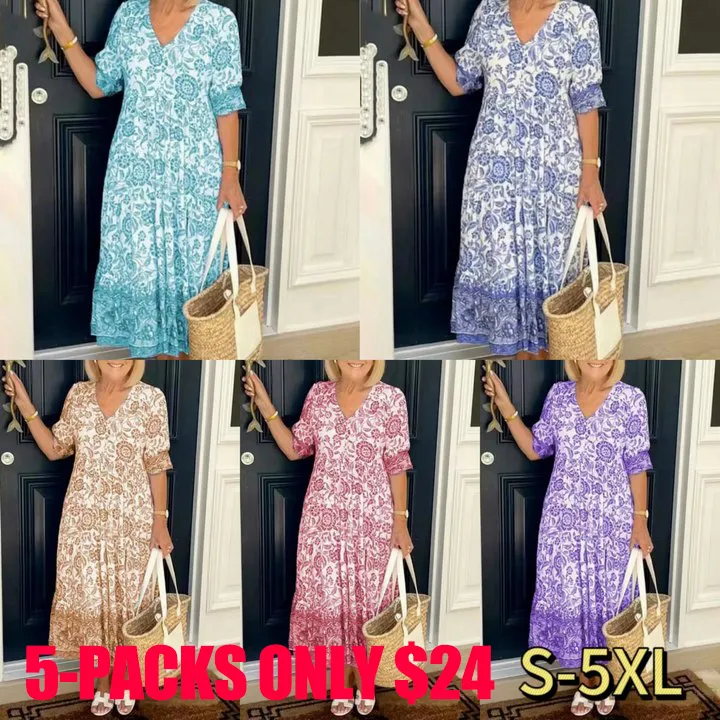 🔥-V-neck floral dress