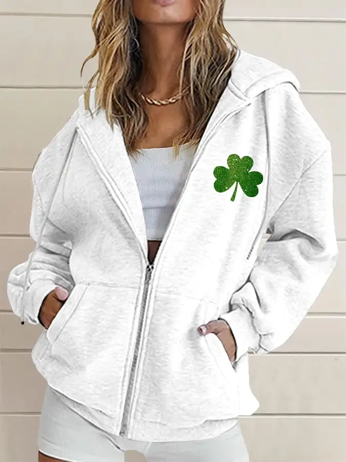Women's St. Patrick's Day Print Hooded Sweatshirt