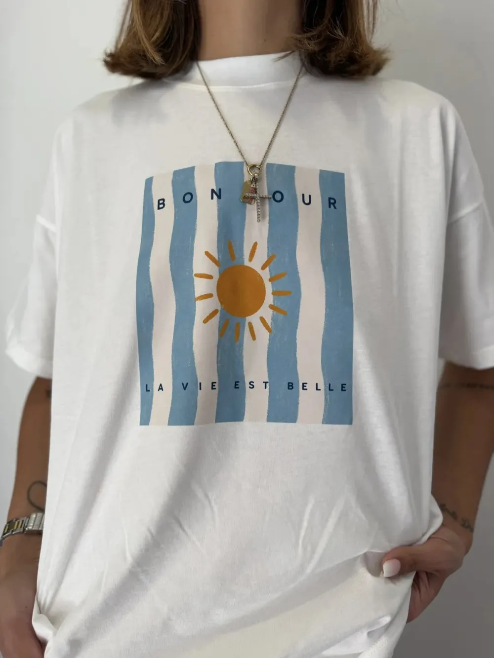 Easy Graphic Crewneck Cotton Tee Soft Top