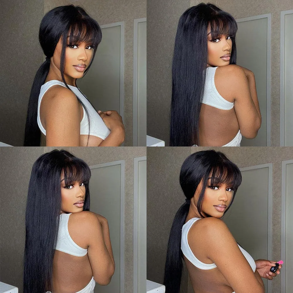 Sterly Hair Glueless 6×5 / 9×6 Straight Lace Wigs With Bangs Pre Everything
