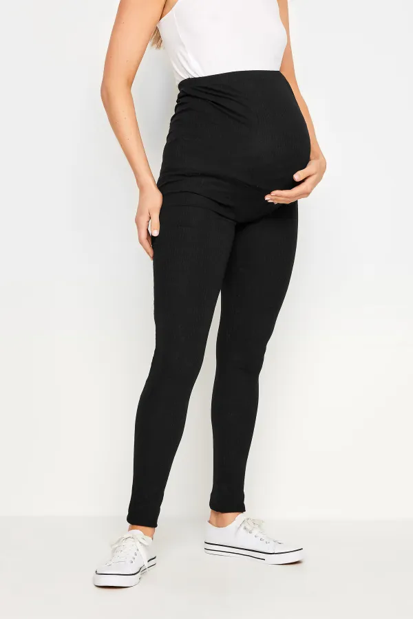LTS Tall Maternity Black Ribbed Stretch Leggings