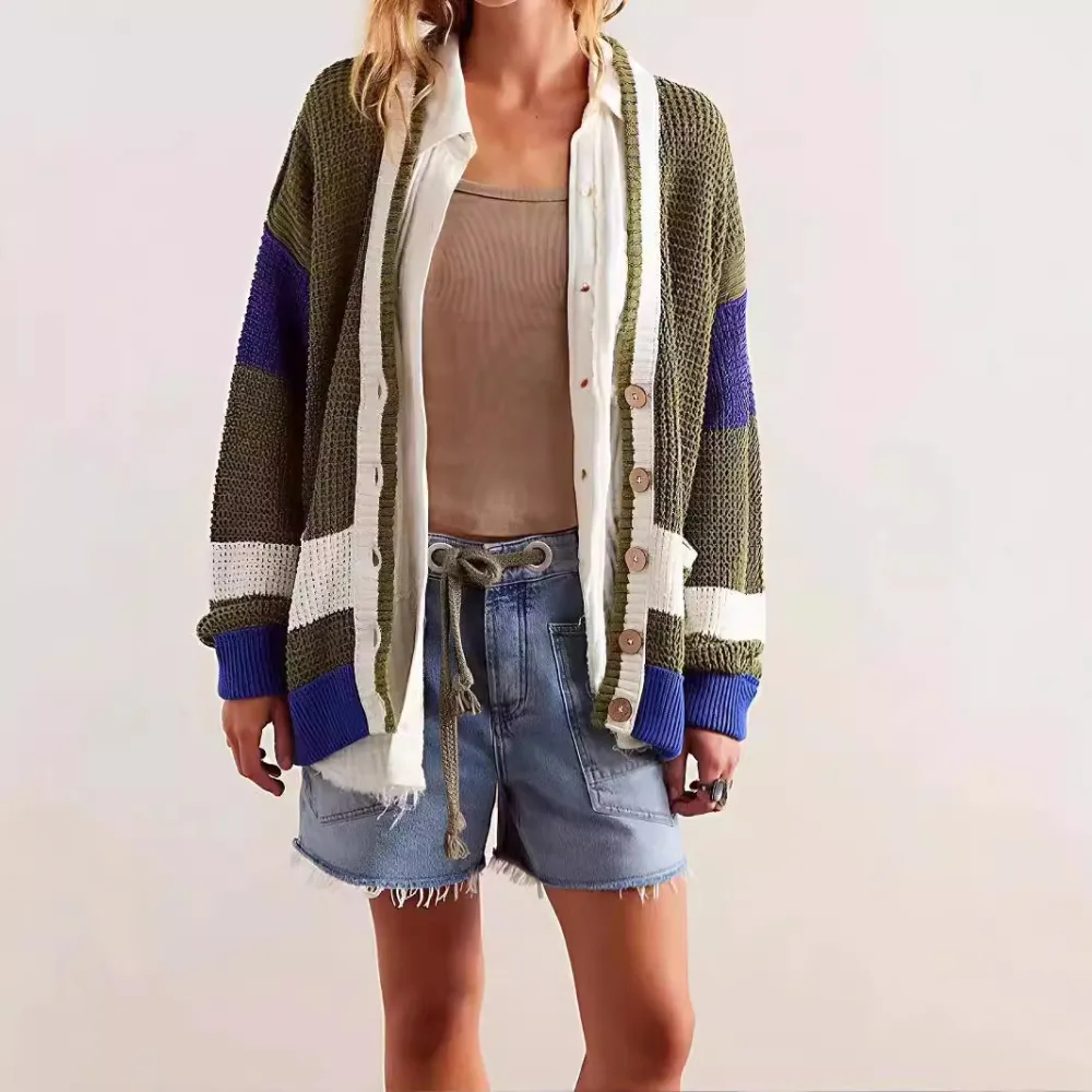Deep V -neck Knitted Cardigan