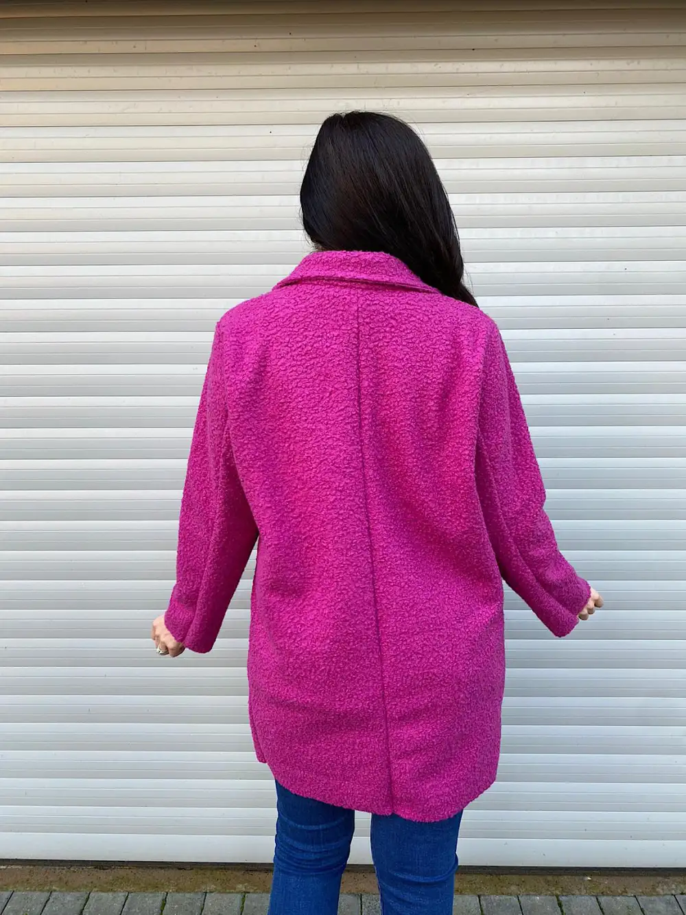 Lipstick Pink Terry Button Jacket