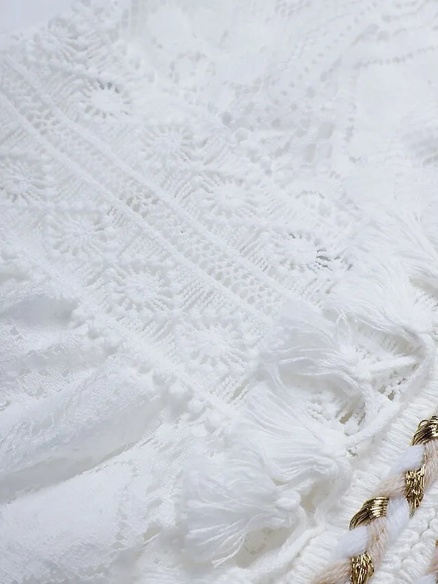 Women's Party Dress Lace Dress Casual Dress Holiday Dress Long Dress Maxi Dress White Beige Sleeveless Print Lace Summer Spring V Neck Basic