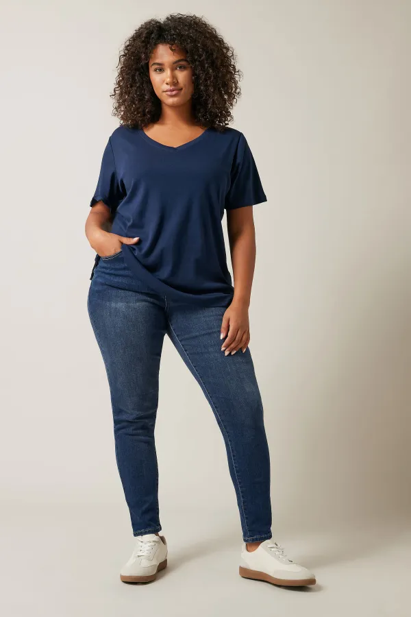 Evans Indigo Blue Stretch Skinny Jeans