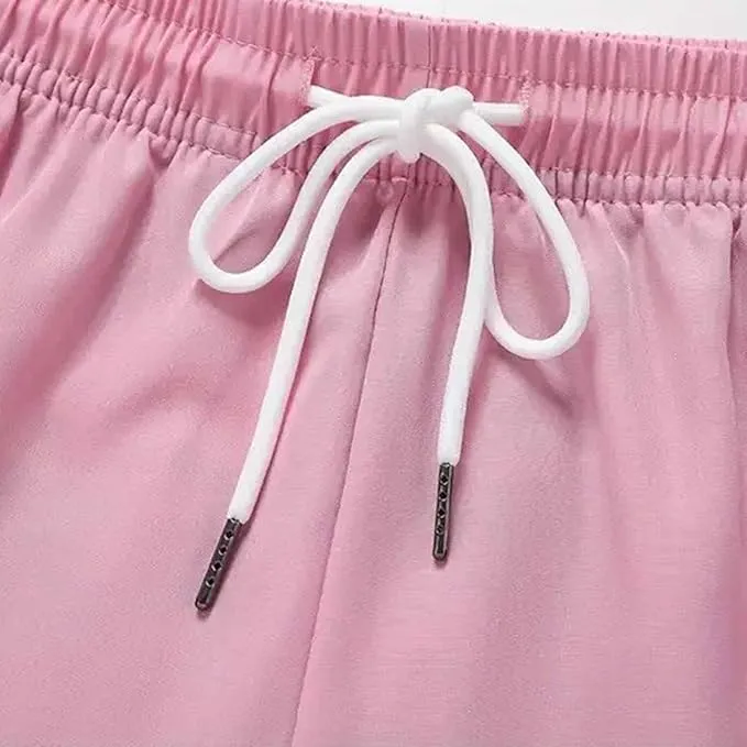 Workout Shorts Women Drawstring High Waist Running Short Pants Quick Dry Gym Athletic Board Clothes with Pockets