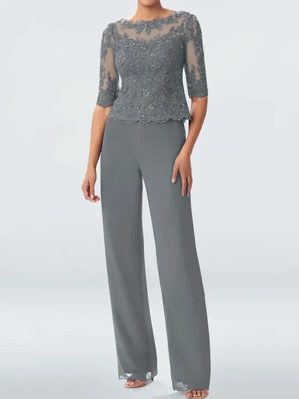 Lace sequin temperament wedding ladies chiffon sets