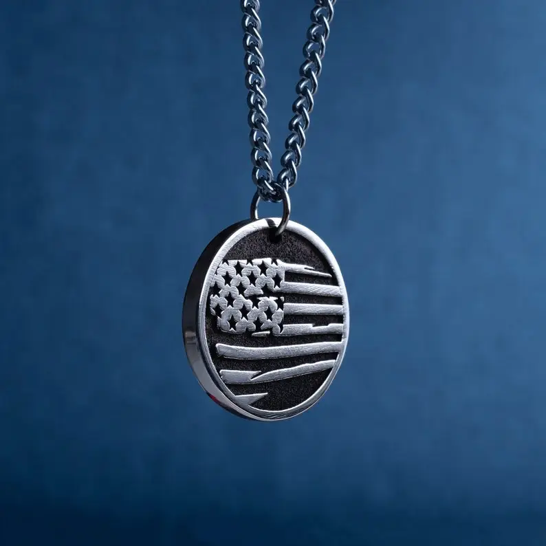 Necklace with the United States Flag. The Stars and Stripes Pendant. U.S. Flag Medallion, 4th July Gift, We the People of the United States