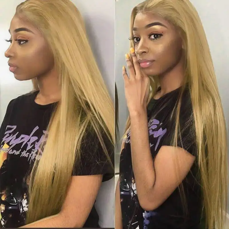 #27 Honey Blonde Body Wave Pre-pluckd Transparent Lace Human Wig With Baby Hair