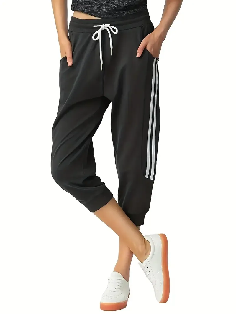 Women's Athletic Capri Pants - Casual Sports Running Yoga Fitness
