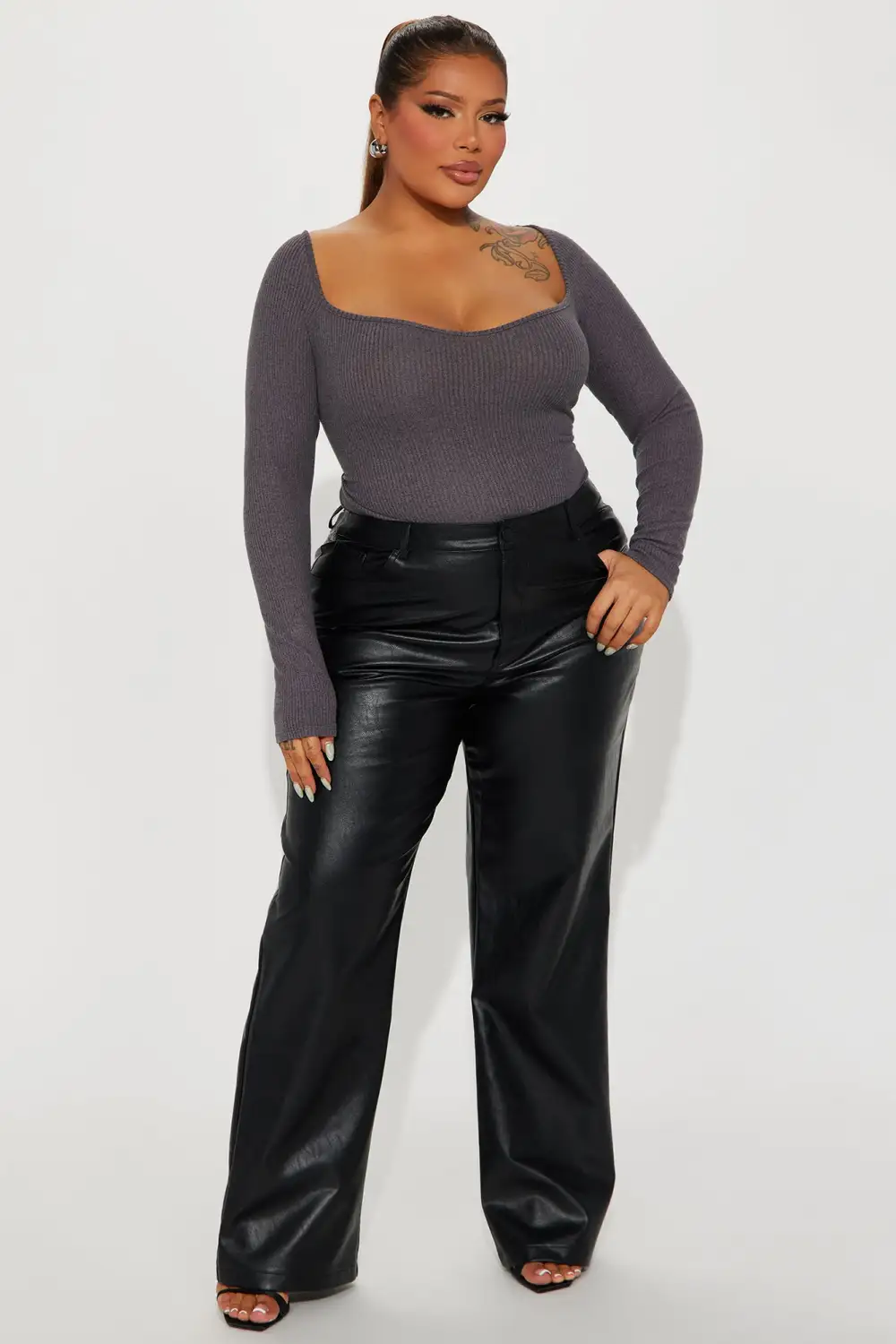 Call You Back Bodysuit - Charcoal